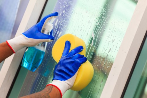 Domestic cleaner tidying a Harrow apartment