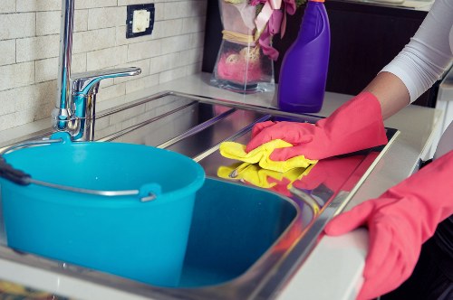 Detailed office cleaning tasks in a modern workplace